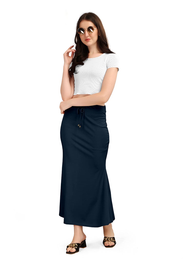 Kipzy Lycra Saree Shapewear  Long Skirt for Women for Beach  Night Out  Regular  Office  Party (Navy Blue  4XL) - Image 2